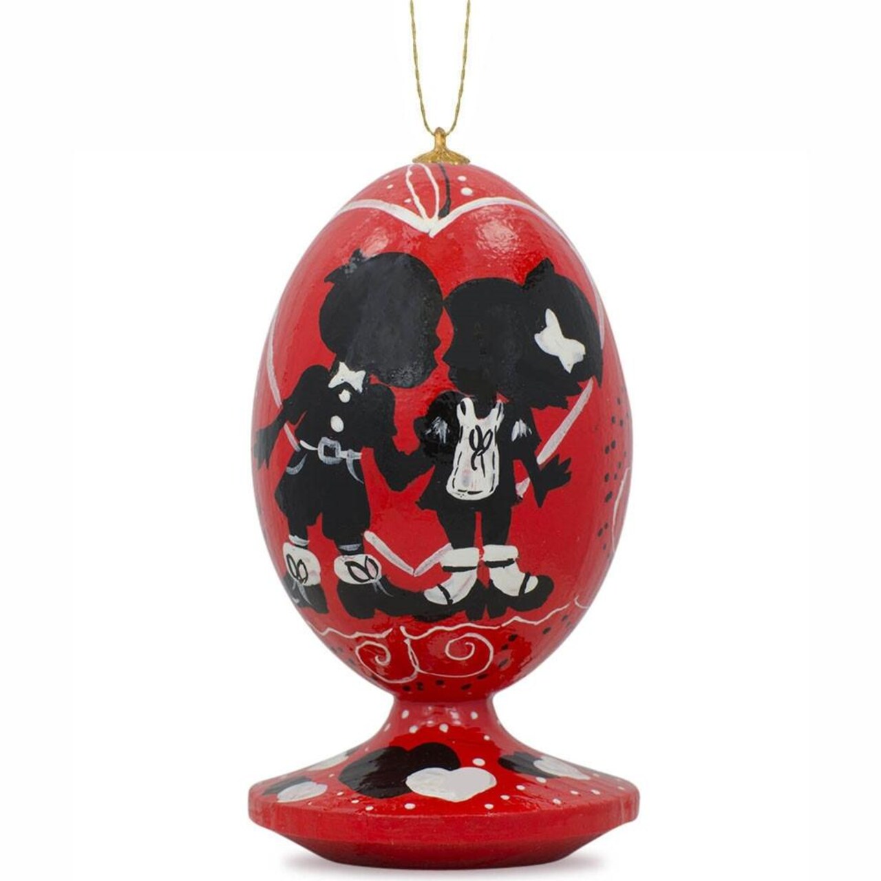Love Heart and Valentine's Day Kiss in Black Wooden Christmas Ornament